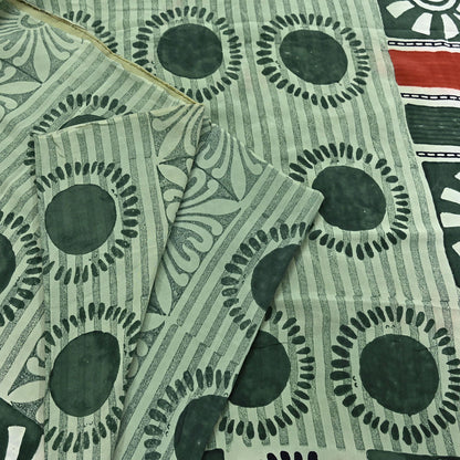 Indian Vintage Sari Green Pure Crepe Silk Printed Saree 5yard Sewing Quilting Floral Soft Craft Fabric Wrap