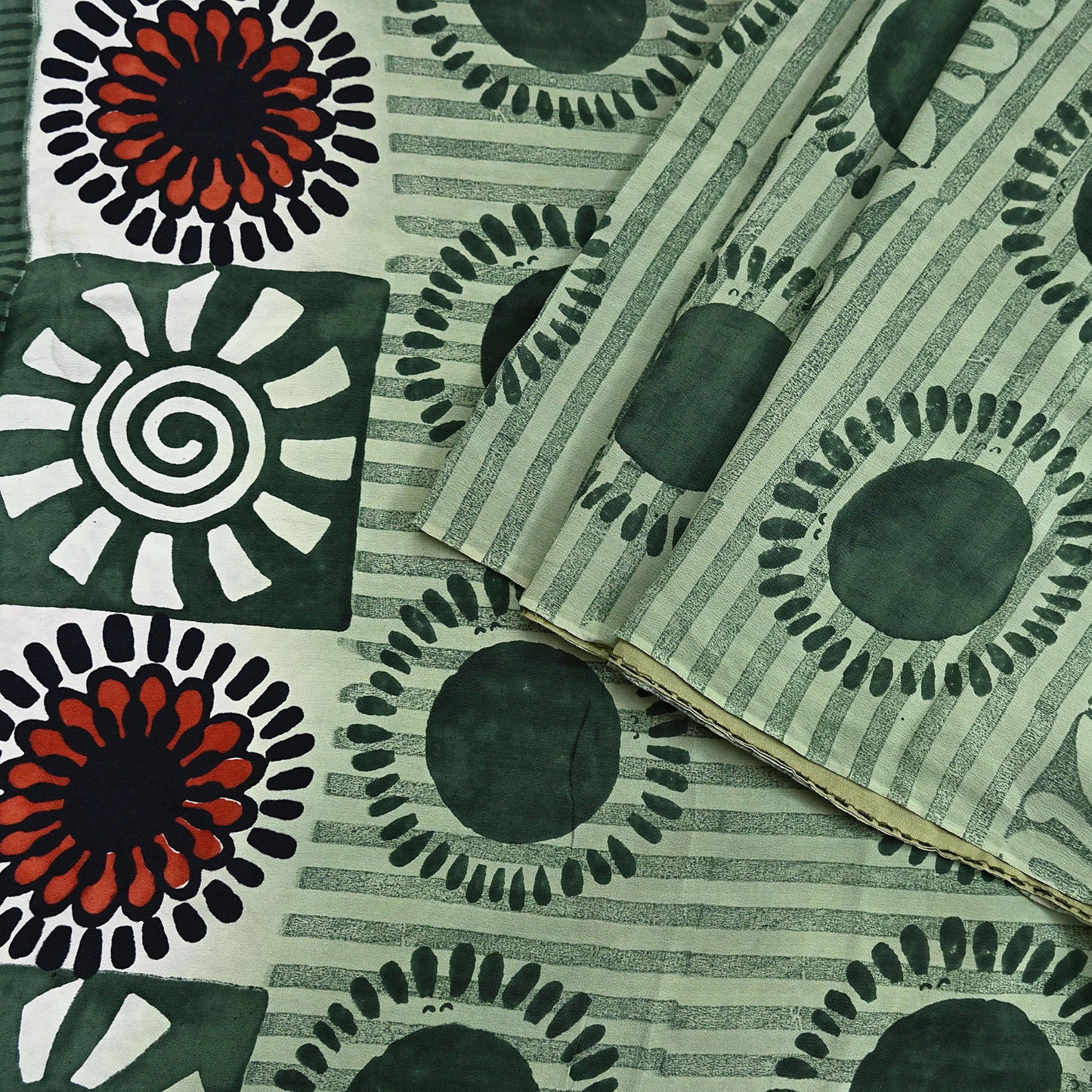 Indian Vintage Sari Green Pure Crepe Silk Printed Saree 5yard Sewing Quilting Floral Soft Craft Fabric Wrap