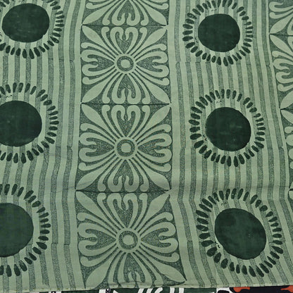 Indian Vintage Sari Green Pure Crepe Silk Printed Saree 5yard Sewing Quilting Floral Soft Craft Fabric Wrap