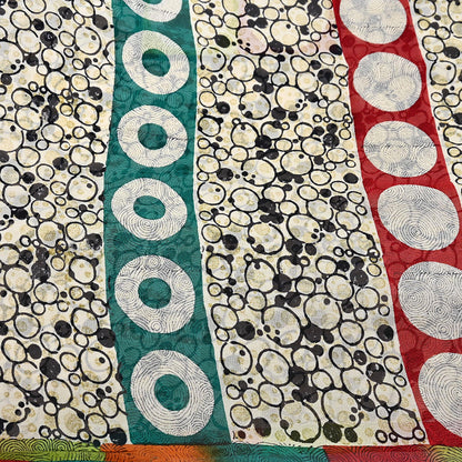 Indian Vintage Sari Ivory & Black Pure Georgette Silk Printed Sarees 6Yd Craft Fabric Sewing Quilting Dress making Crafting Quilting Upcycle