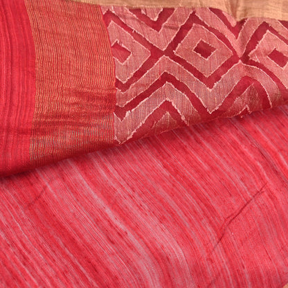Indian Vintage Sari Red hand woven Sari Pure chanderi Silk Saree Craft Fabric 5Yd Floral Soft Zari Dress making For Crafting Quilting