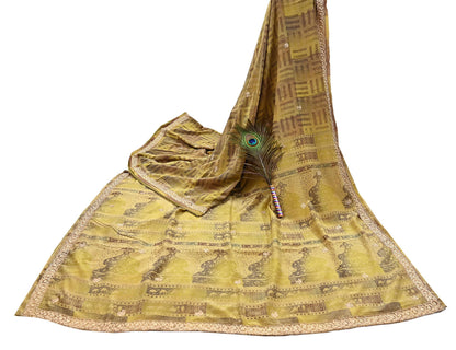 Indian Vintage Saree Green Pure Crepe Silk Hand Embroidered Sari Fabric 5yard Sewing Craft Fabric Ethnic Dressmaking Zardozi Zari
