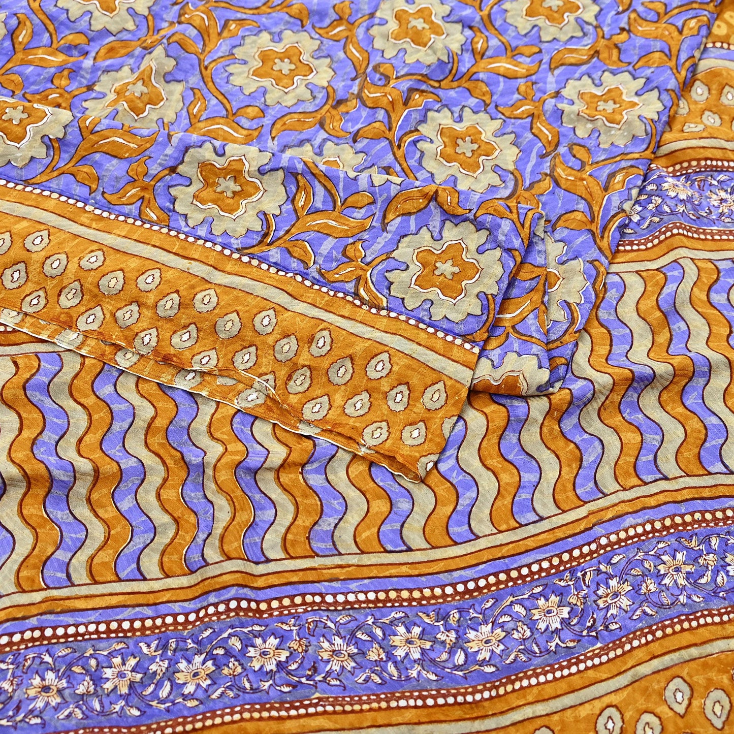 Indian Vintage Sari Pure Georgette Silk Printed Saree Craft Fabric Sewing 6Yd Soft Light Dress Making Crafting Quilting with blouse fabric