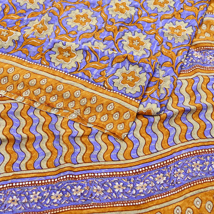 Indian Vintage Sari Pure Georgette Silk Printed Saree Craft Fabric Sewing 6Yd Soft Light Dress Making Crafting Quilting with blouse fabric