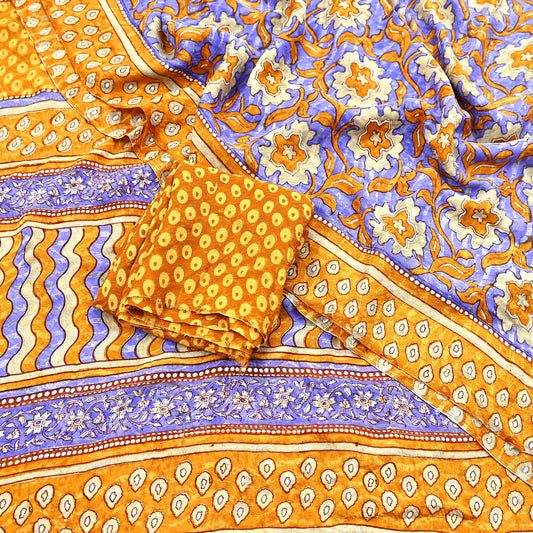 Indian Vintage Sari Pure Georgette Silk Printed Saree Craft Fabric Sewing 6Yd Soft Light Dress Making Crafting Quilting with blouse fabric