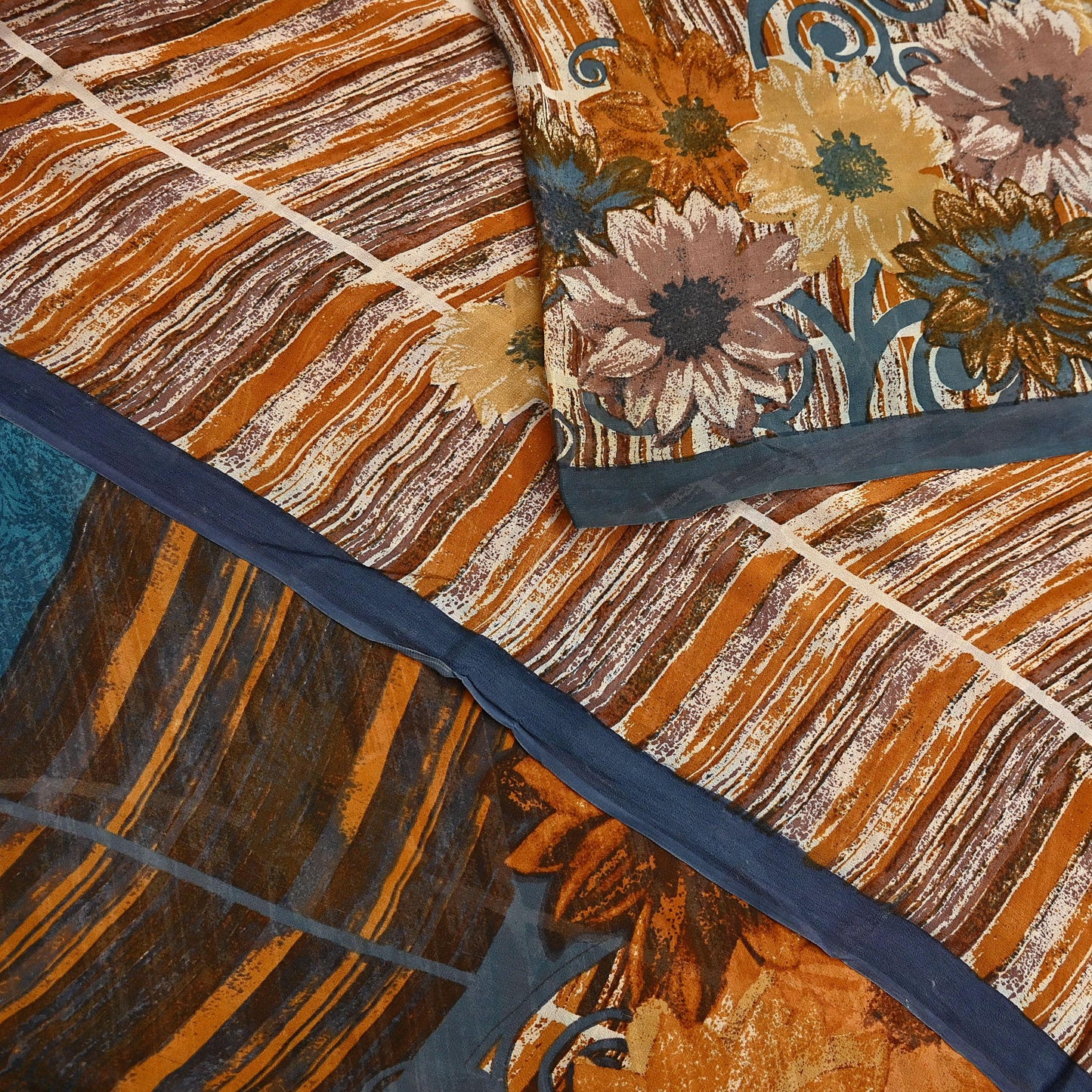 Indian Vintage Sari Multi Pure Georgette Silk Printed Sarees 6Yd Craft Fabric Sewing Quilting Dress making Crafting Quilting Upcycle