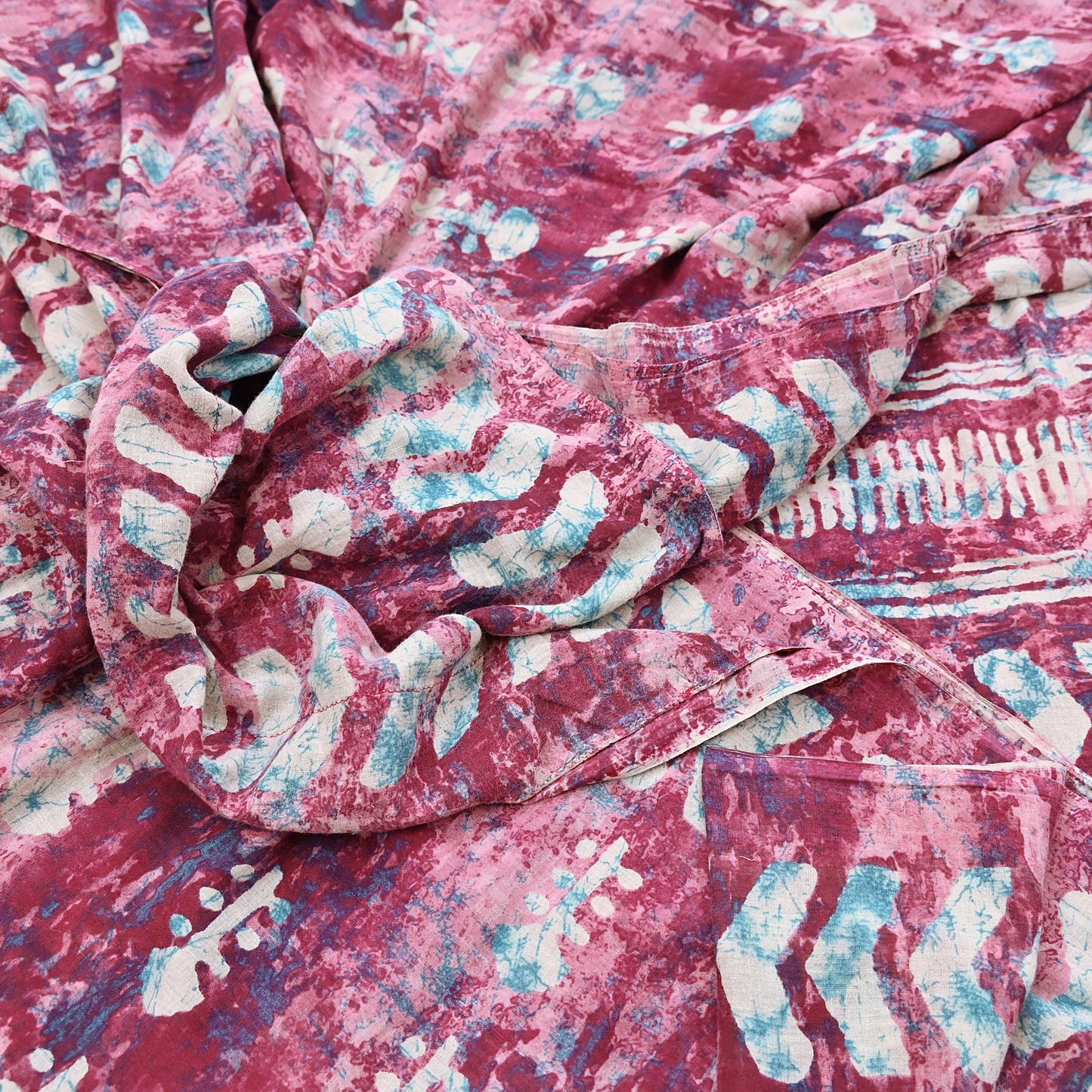 Indian Vintage Sari Green& Ivory Batik Printed Saree 100% Pure Cotton 5Yd Craft Fabric Soft Sewing Sarong Wrap Boho Quilting Dress Making