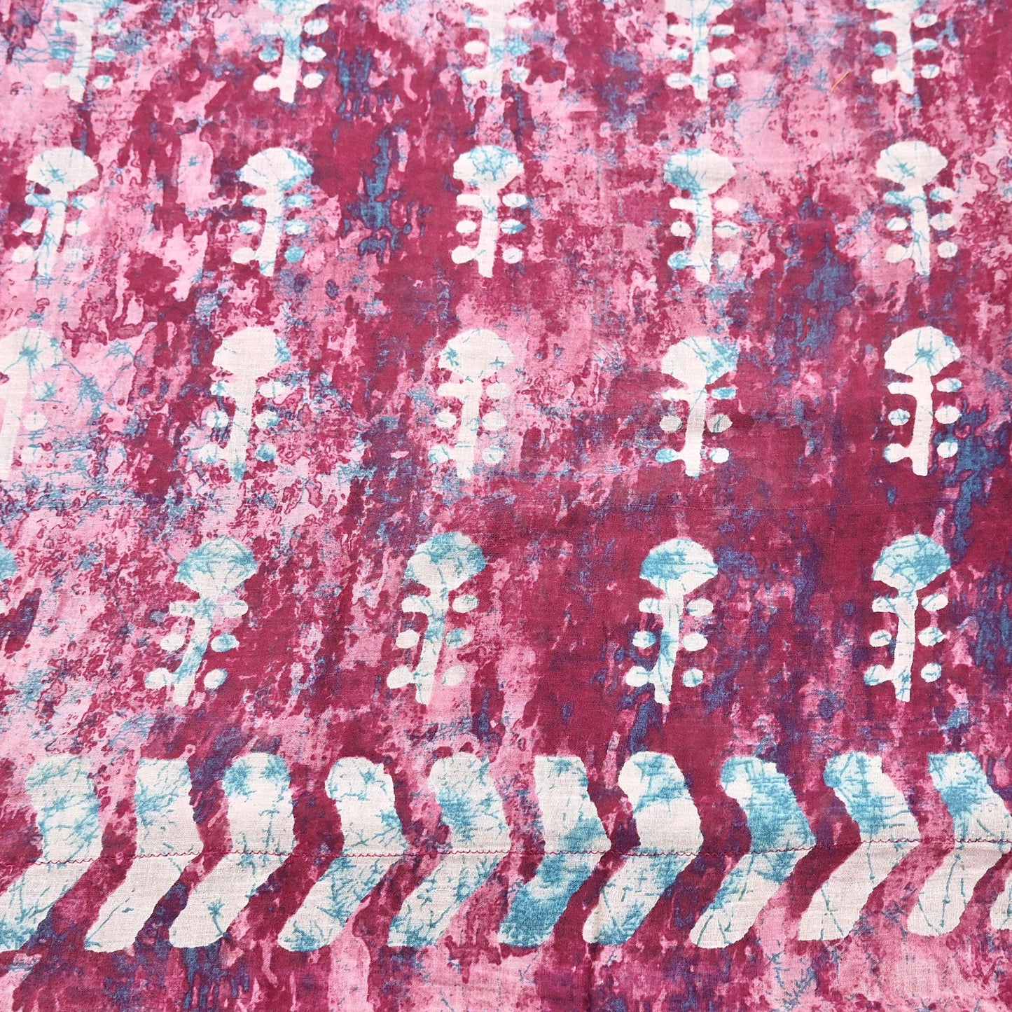 Indian Vintage Sari Green& Ivory Batik Printed Saree 100% Pure Cotton 5Yd Craft Fabric Soft Sewing Sarong Wrap Boho Quilting Dress Making