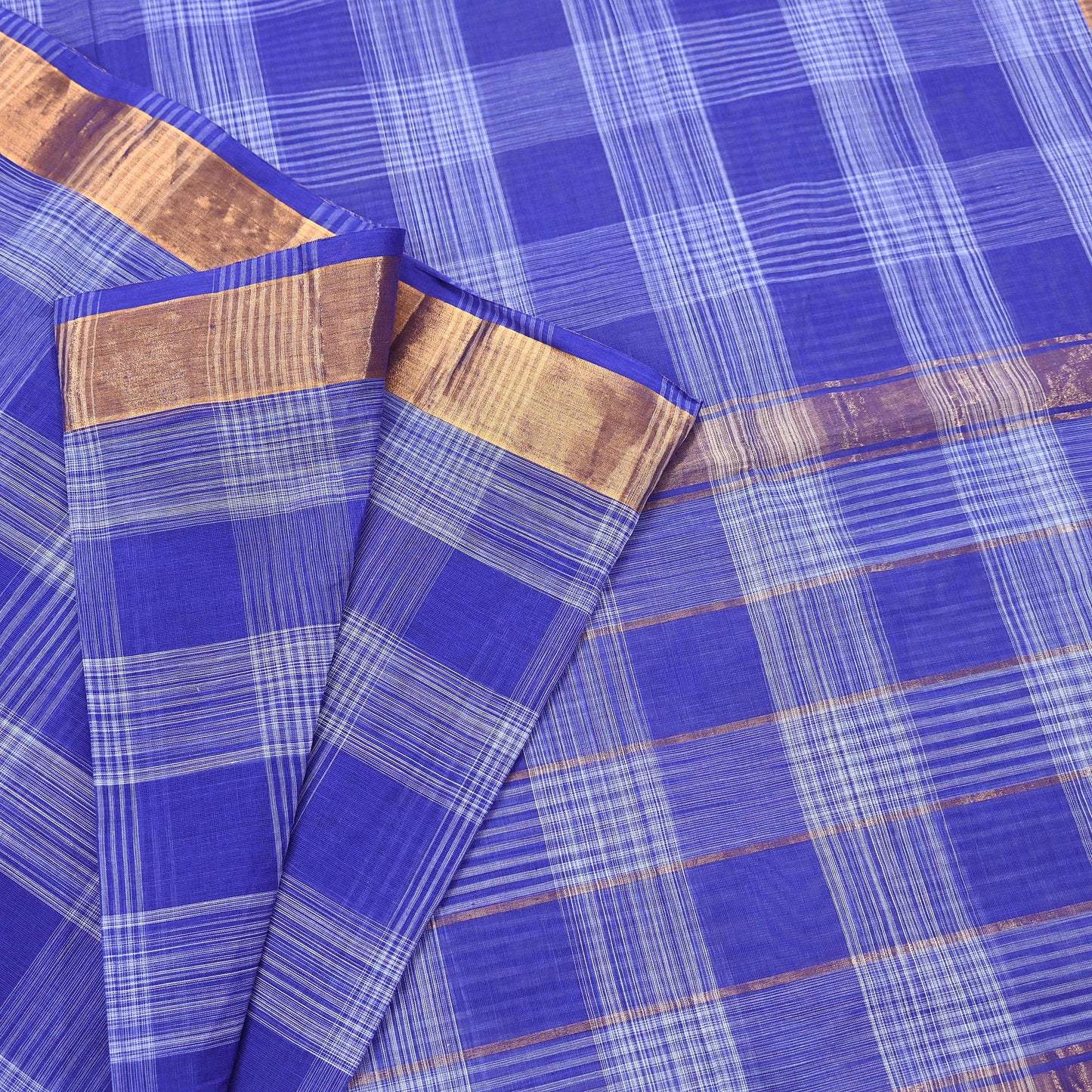 Indian Vintage Sari Blue Pure Cotton Hand Woven Sarees 6yd Craft Fabric Ethnic Soft Sewing Zari Dress making Quitting Crafting Upcycle