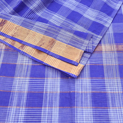 Indian Vintage Sari Blue Pure Cotton Hand Woven Sarees 6yd Craft Fabric Ethnic Soft Sewing Zari Dress making Quitting Crafting Upcycle