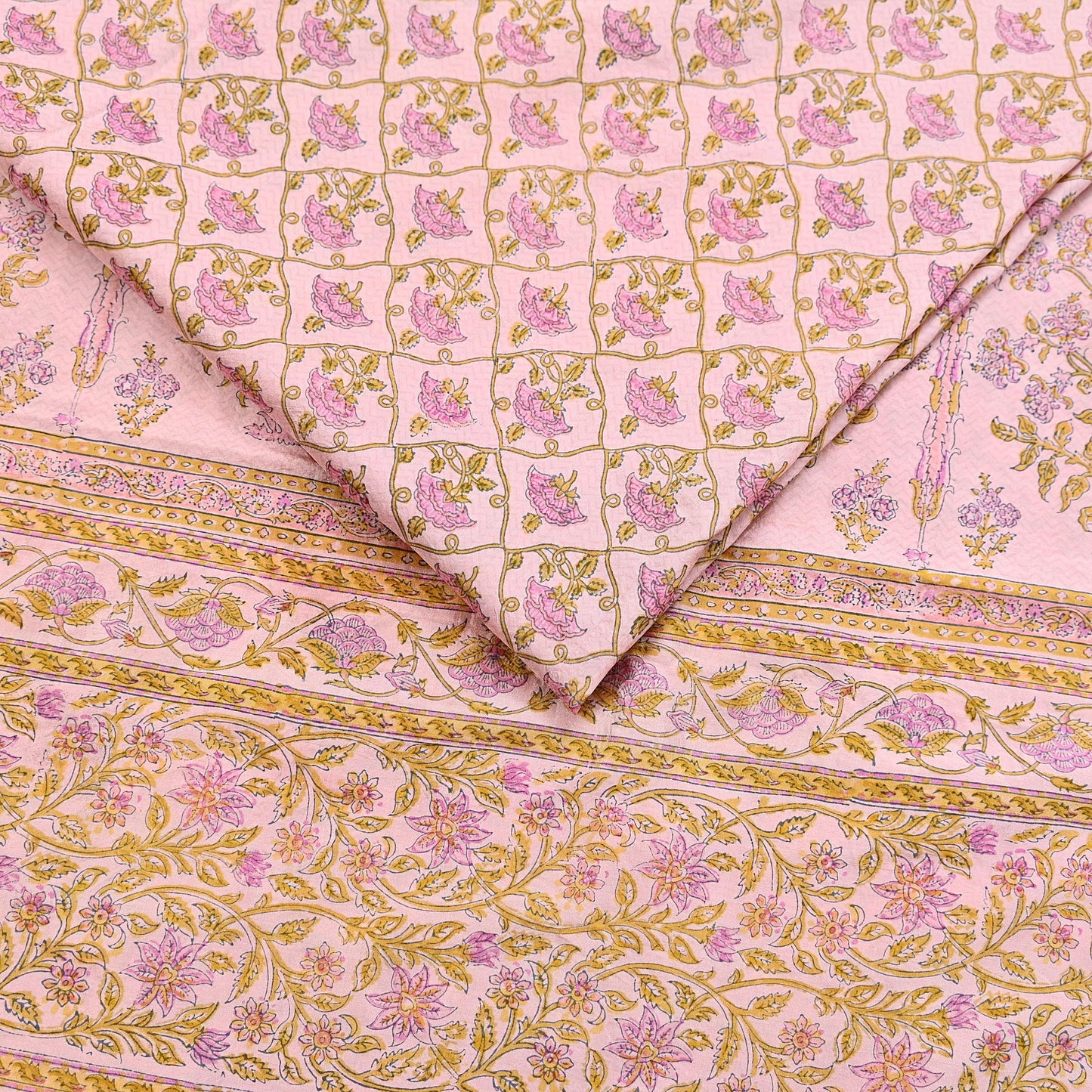 Indian Vintage Sari Peach Pure Silk Printed Saree Fabric 5yard Sewing Craft Fabric DressMaking Wrap Floral