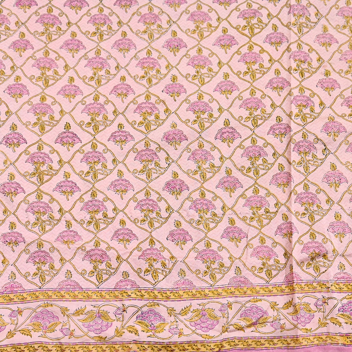 Indian Vintage Sari Peach Pure Silk Printed Saree Fabric 5yard Sewing Craft Fabric DressMaking Wrap Floral