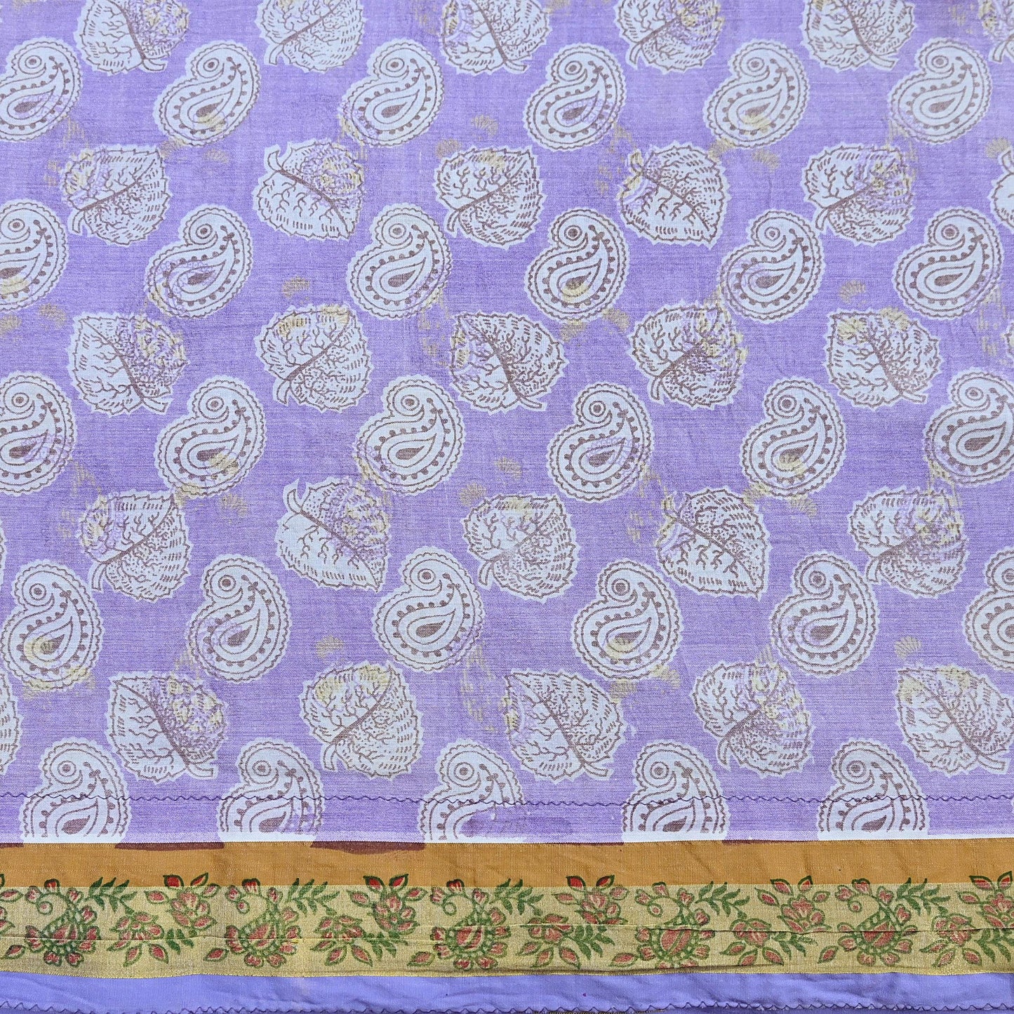 Indian Vintage Purple Sarees Pure Cotton Block Printed Sari 5yd Sewing Craft Fabric DressMaking Soft Crafting Quilting Upcycle Zari