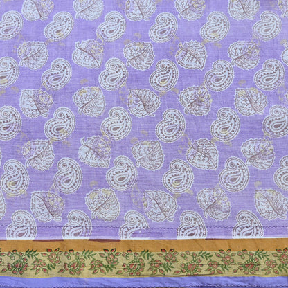 Indian Vintage Purple Sarees Pure Cotton Block Printed Sari 5yd Sewing Craft Fabric DressMaking Soft Crafting Quilting Upcycle Zari