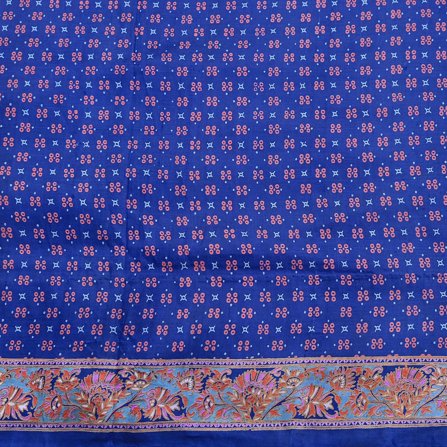 Indian Vintage Sari Blue 100% Pure Silk Printed Saree Craft Fabric 5yd Sewing Dress Making Soft Wrap Quilting Crafting Upcycle