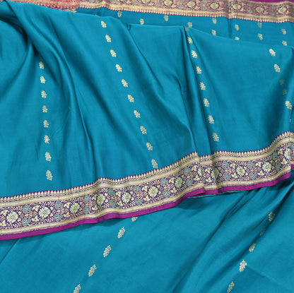 Vintage Sari Purple & Green Heavy Pure Satin Silk Woven Banarasi Brocade Saree Golden Zari 5Yd Dress making Bridal/wedding Sari Crafting