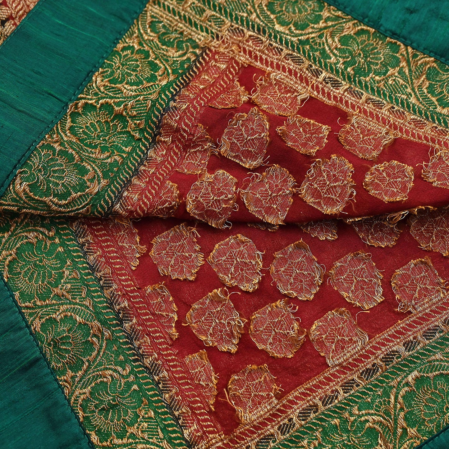 Indian Vintage Heavy Red Bridal Dupatta Pure Georgette Silk Hand woven glass Zari Work Party Wear Long Stole