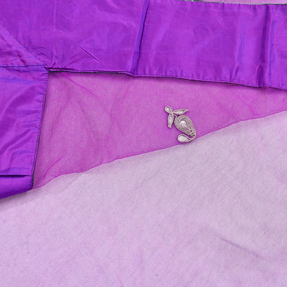 Indian Vintage Heavy Sari Purple Net/Mesh Hand Embroidered Sarees Craft Fabric 6Yd Sewing Soft Zardozi Wedding sarees With Blouse fabric