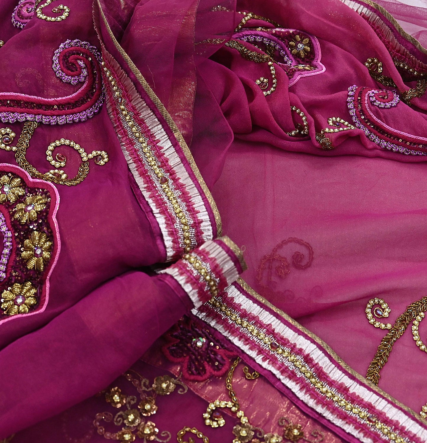 Indian Vintage Heavy Sari Pink Net/Georgette Silk Hand Embroidered Sarees Craft Fabric 6Yd Sewing Soft Wedding sarees With Blouse fabric