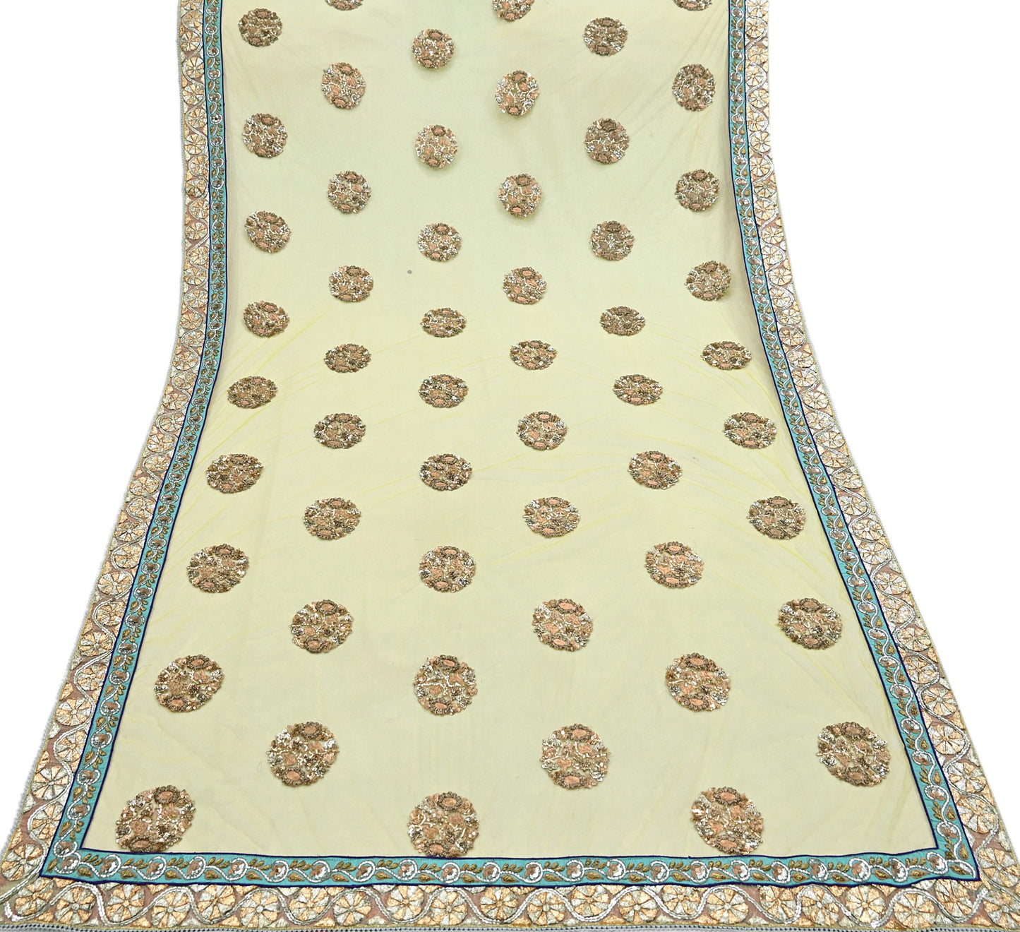 Indian Heavy Wedding Dupatta Lemon Green Net Long Stole Hand Embroidered By Designer Sabyasachi Scarves Zardozi Bridal Veil