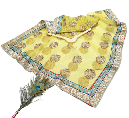 Indian Heavy Wedding Dupatta Lemon Green Net Long Stole Hand Embroidered By Designer Sabyasachi Scarves Zardozi Bridal Veil