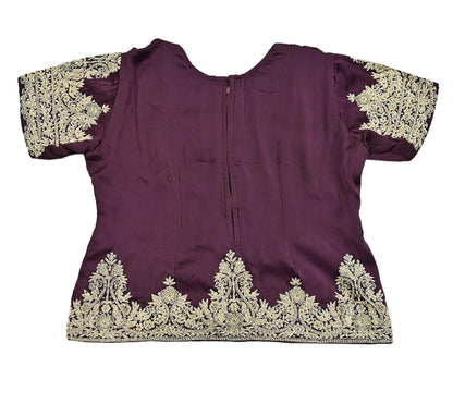 Indian Heavy Wedding Purple Pure Satin Silk Hand Embroidered Lehenga Set of 3pcs Bollywood style wedding wear