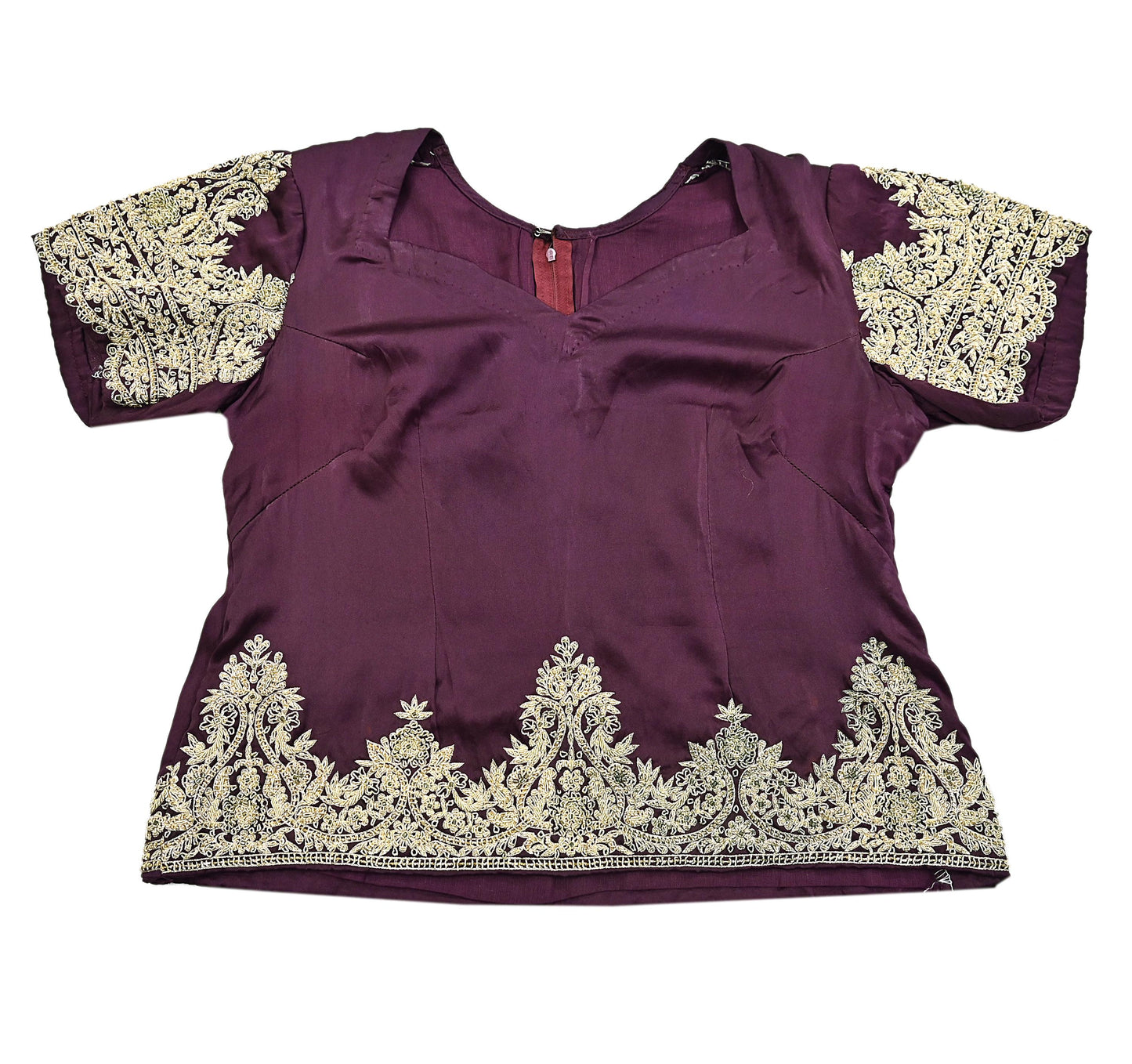 Indian Heavy Wedding Purple Pure Satin Silk Hand Embroidered Lehenga Set of 3pcs Bollywood style wedding wear