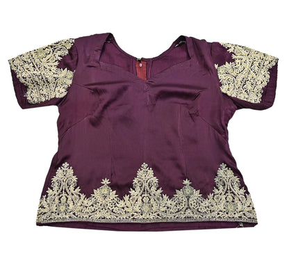 Indian Heavy Wedding Purple Pure Satin Silk Hand Embroidered Lehenga Set of 3pcs Bollywood style wedding wear