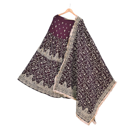 Indian Heavy Wedding Purple Pure Satin Silk Hand Embroidered Lehenga Set of 3pcs Bollywood style wedding wear