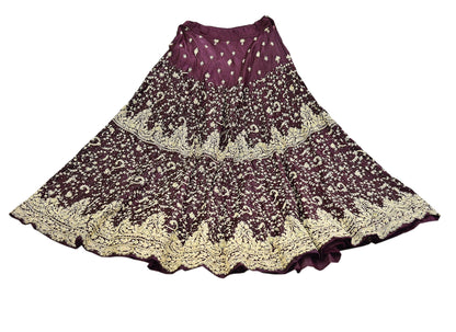 Indian Vintage Purple Pure Satin Silk Hand Embroidered Skirt Bridal Party Wear Bollywood Lehenga Zardozi/ Dabka, Zari