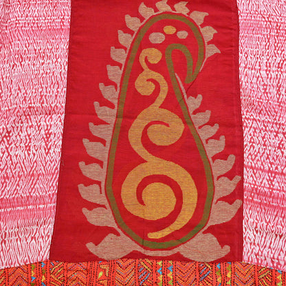 Indian Vintage Dupatta Red Long Stole chanderi Cotton Hand Embroidered Kantha Scarves Veil Scarf Wrap For Women's