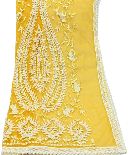 Indian Vintage Yellow Dupatta Long Stole Net Mess Hand Embroidered Scarves Veil Hijab Sequins stole veil hijab