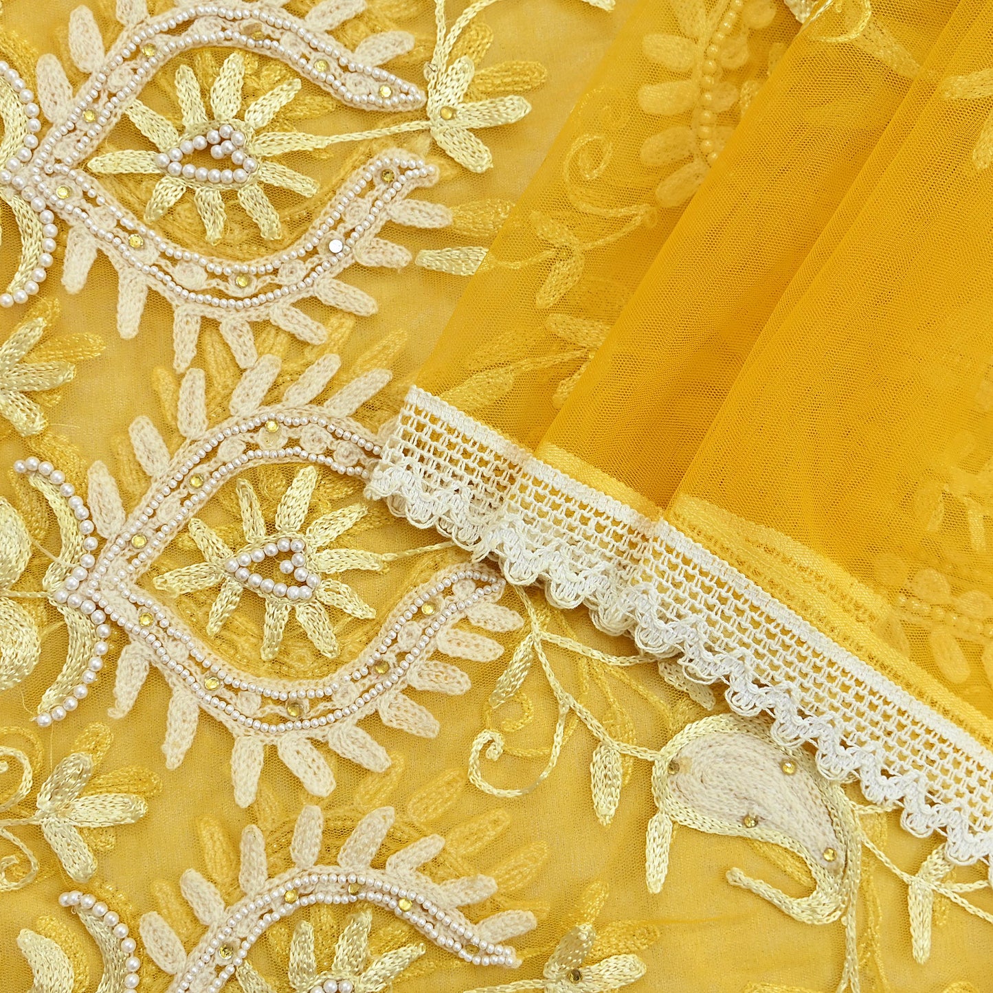 Indian Vintage Yellow Dupatta Long Stole Net Mess Hand Embroidered Scarves Veil Hijab Sequins stole veil hijab