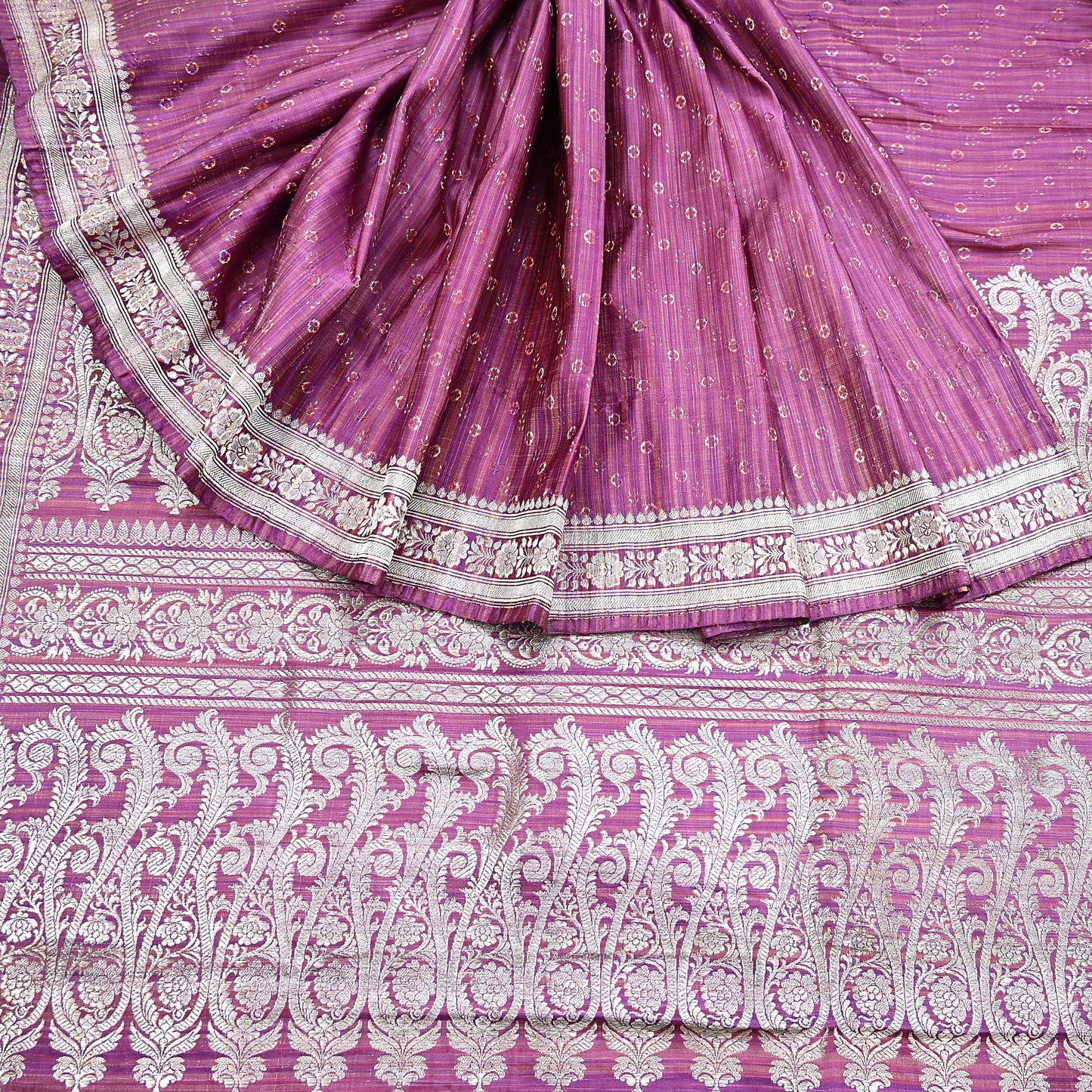 Indian Vintage Purple & Multi Heavy Saree Pure Satin Silk Woven Brocade Banarasi Sari Fabric Zari Ethnic 5Yd Bridal Wedding Banarasi sari