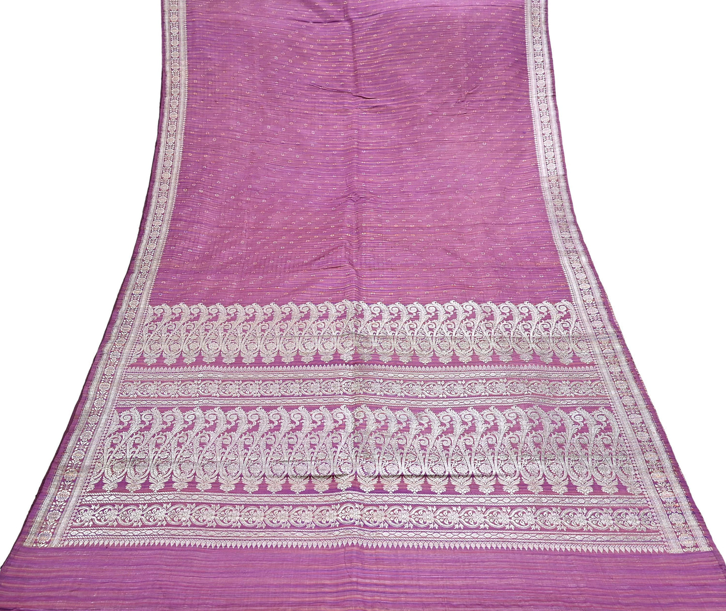 Indian Vintage Purple & Multi Heavy Saree Pure Satin Silk Woven Brocade Banarasi Sari Fabric Zari Ethnic 5Yd Bridal Wedding Banarasi sari