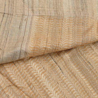 Indian Vintage Beige Saree Pure Khadi Silk Handloom Hand Beaded Sari Craft Fabric 5yd Ethnic Fringes Dress making Crafting Quilting