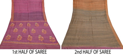 Indian Vintage Saree Maroon Pure Khadi Silk Handloom Hand Beaded Sari Fabric 6yard Ethnic Zari Dressmaking Crafting Upcycle Quilting