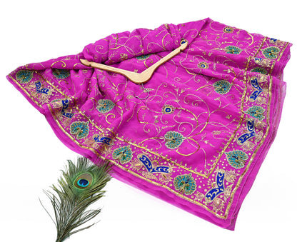 Indian Vintage Bridal Heavy Magenta Dupatta American Georgette  Hand Embroidered Rajputi Odhani Scarves Zari Zardozi Bollywood Wedding
