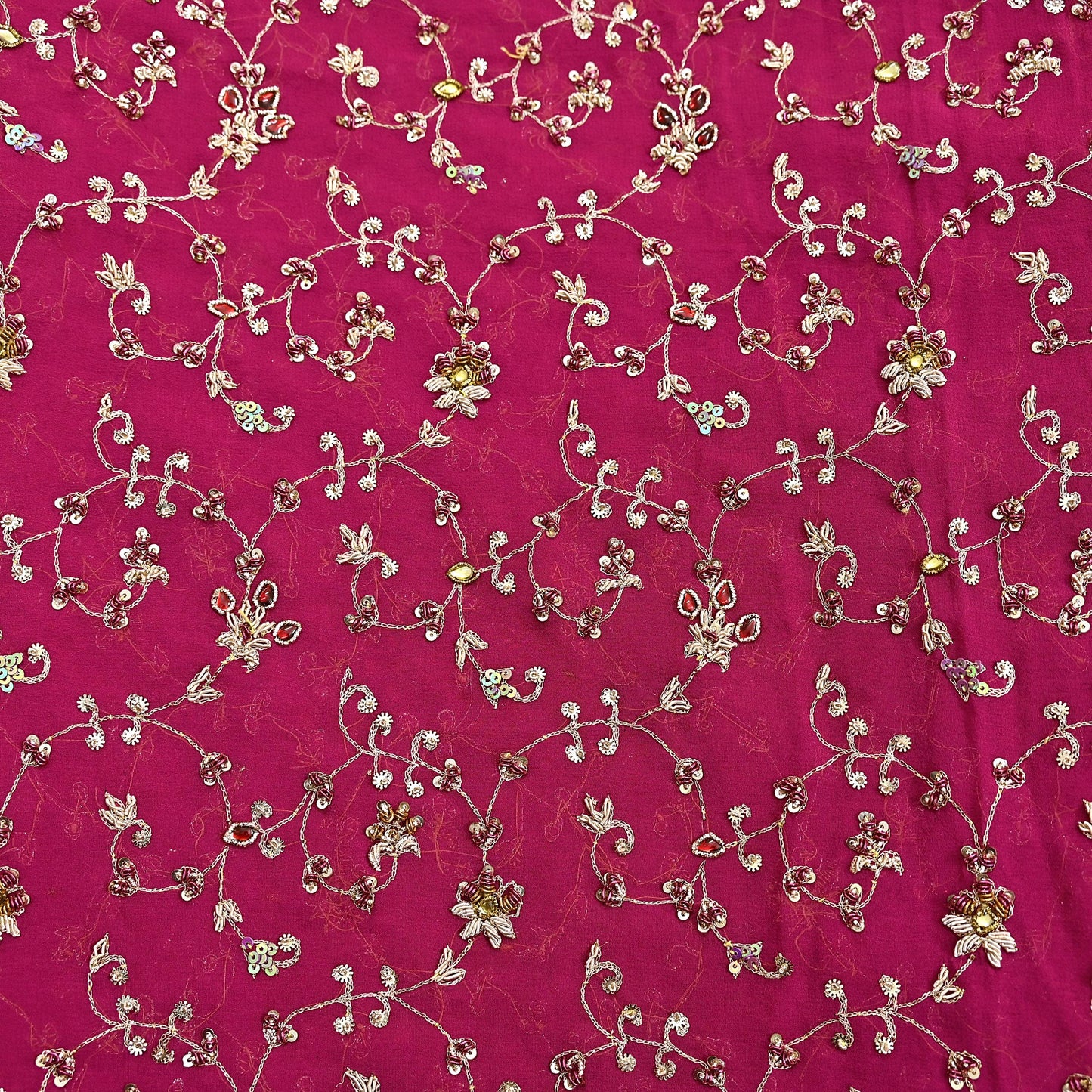 Indian Vintage Heavy Pink Bridal Dupatta Pure Georgette Silk Hand Embroidered Zardozi, Dabka, Zari Work Party Wear Long Stole