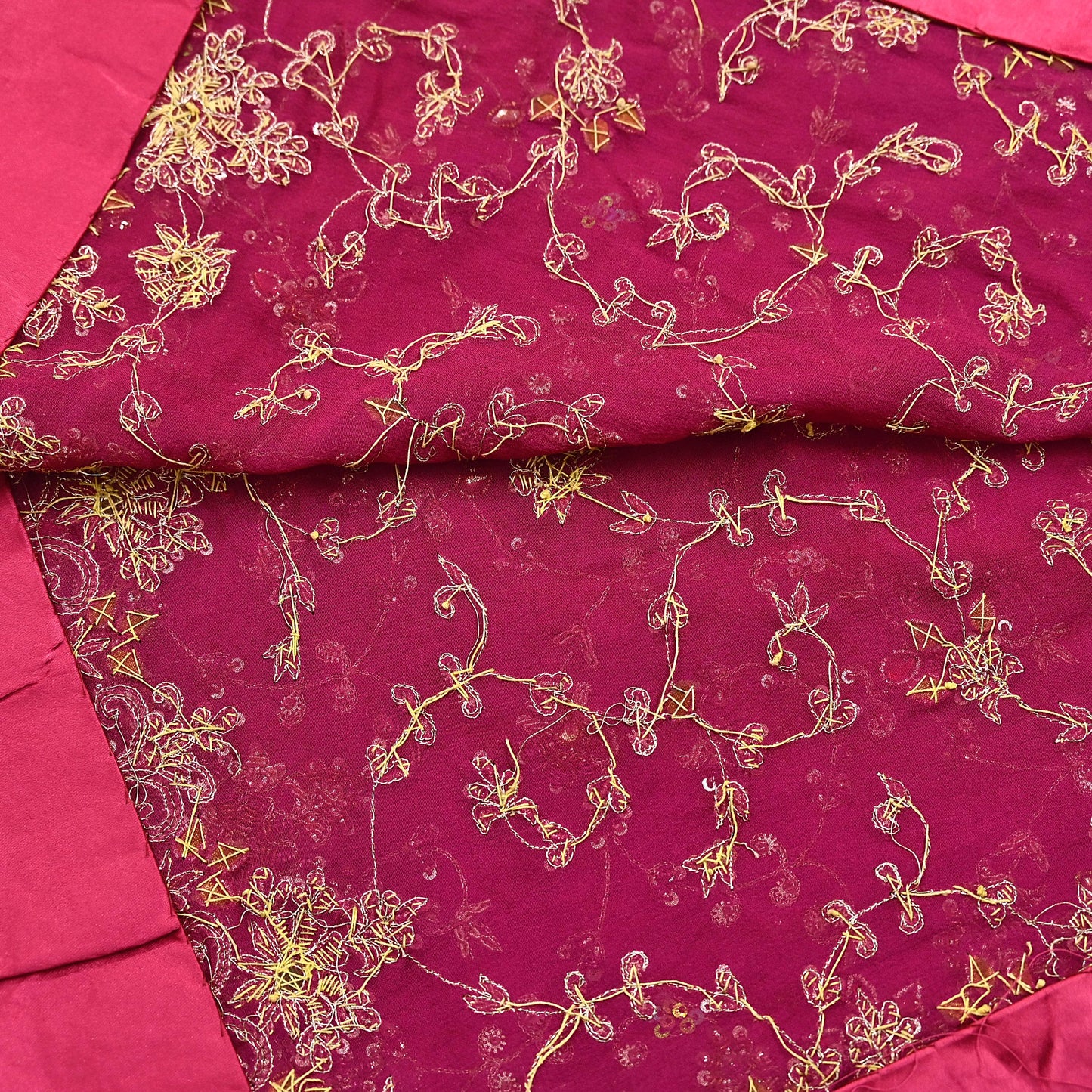 Indian Vintage Heavy Pink Bridal Dupatta Pure Georgette Silk Hand Embroidered Zardozi, Dabka, Zari Work Party Wear Long Stole