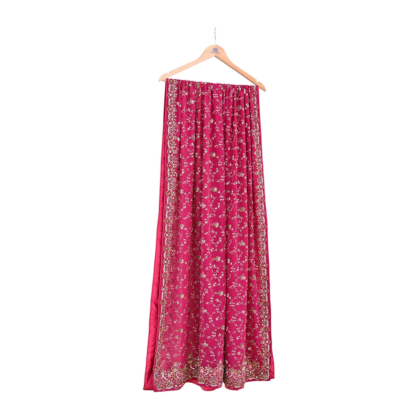 Indian Vintage Heavy Pink Bridal Dupatta Pure Georgette Silk Hand Embroidered Zardozi, Dabka, Zari Work Party Wear Long Stole