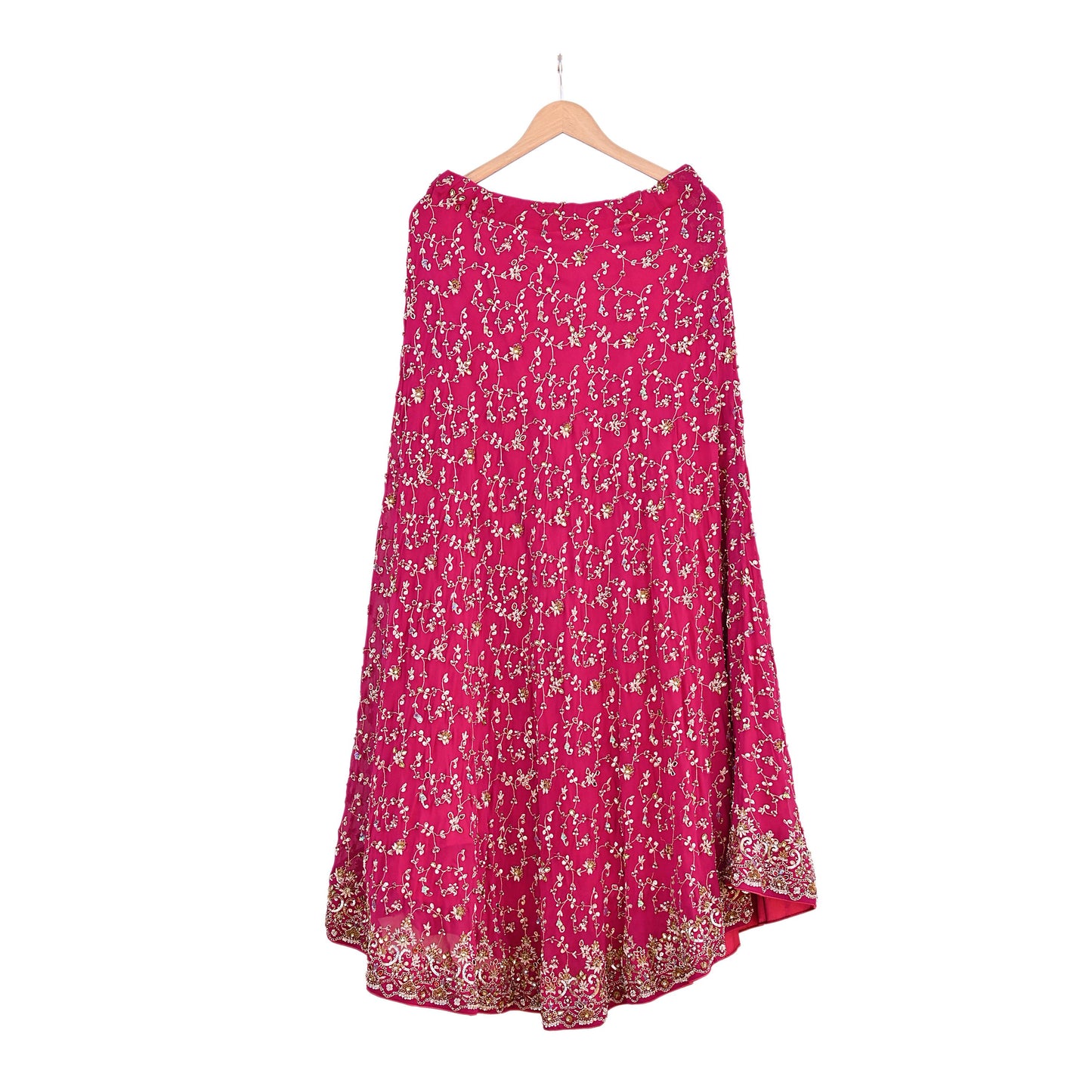 Indian Vintage pink Heavy Pure Georgette silk Embroidered Lehenga/Skirt Bridal Wear