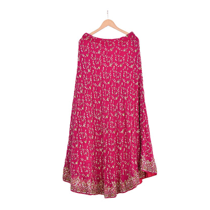 Indian Vintage pink Heavy Pure Georgette silk Embroidered Lehenga/Skirt Bridal Wear
