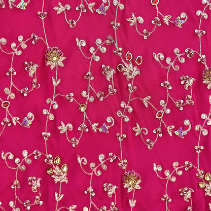 Indian Vintage pink Heavy Pure Georgette silk Embroidered Lehenga/Skirt Bridal Wear
