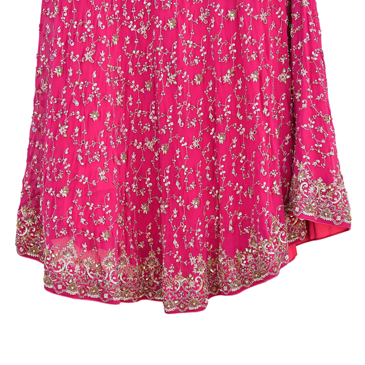 Indian Vintage pink Heavy Pure Georgette silk Embroidered Lehenga/Skirt Bridal Wear
