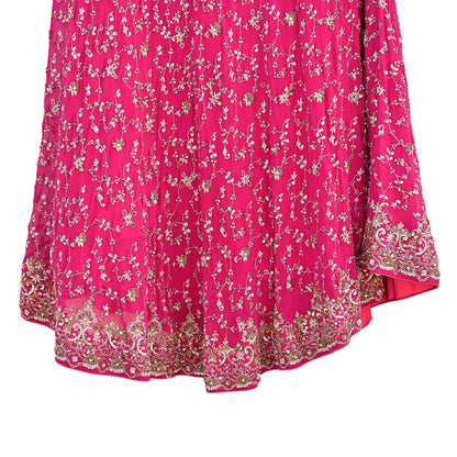 Indian Vintage pink Heavy Pure Georgette silk Embroidered Lehenga/Skirt Bridal Wear