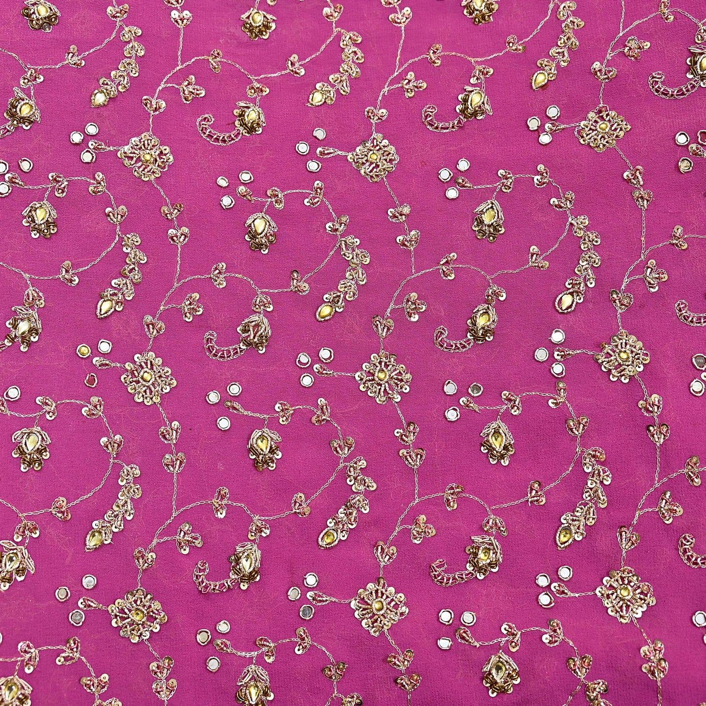 Indian Vintage Heavy Pink Bridal Dupatta Pure Georgette Silk Hand Embroidered Zardozi, Dabka, Zari Work Party Wear Long Stole