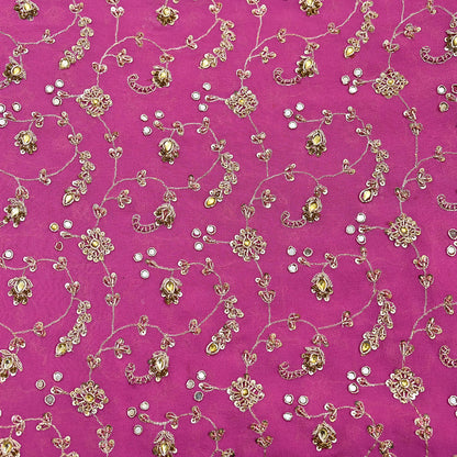 Indian Vintage Heavy Pink Bridal Dupatta Pure Georgette Silk Hand Embroidered Zardozi, Dabka, Zari Work Party Wear Long Stole
