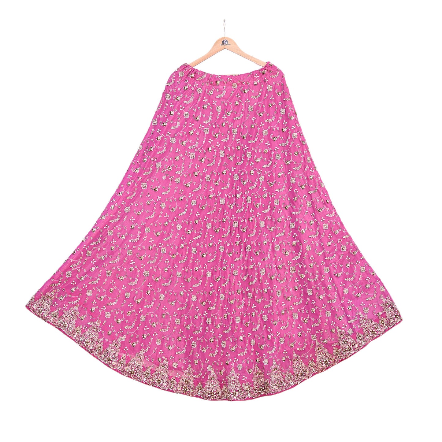 Indian Vintage pink Heavy Pure Georgette silk Embroidered Lehenga/Skirt Bridal Wear