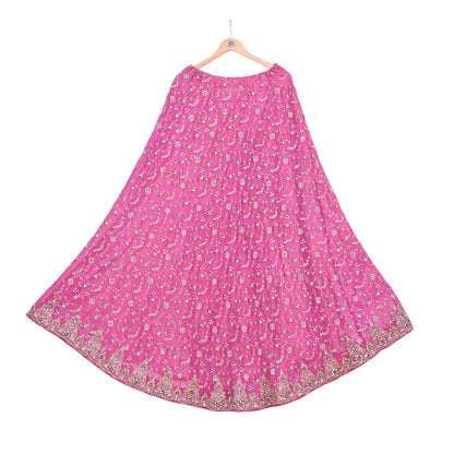 Indian Vintage pink Heavy Pure Georgette silk Embroidered Lehenga/Skirt Bridal Wear